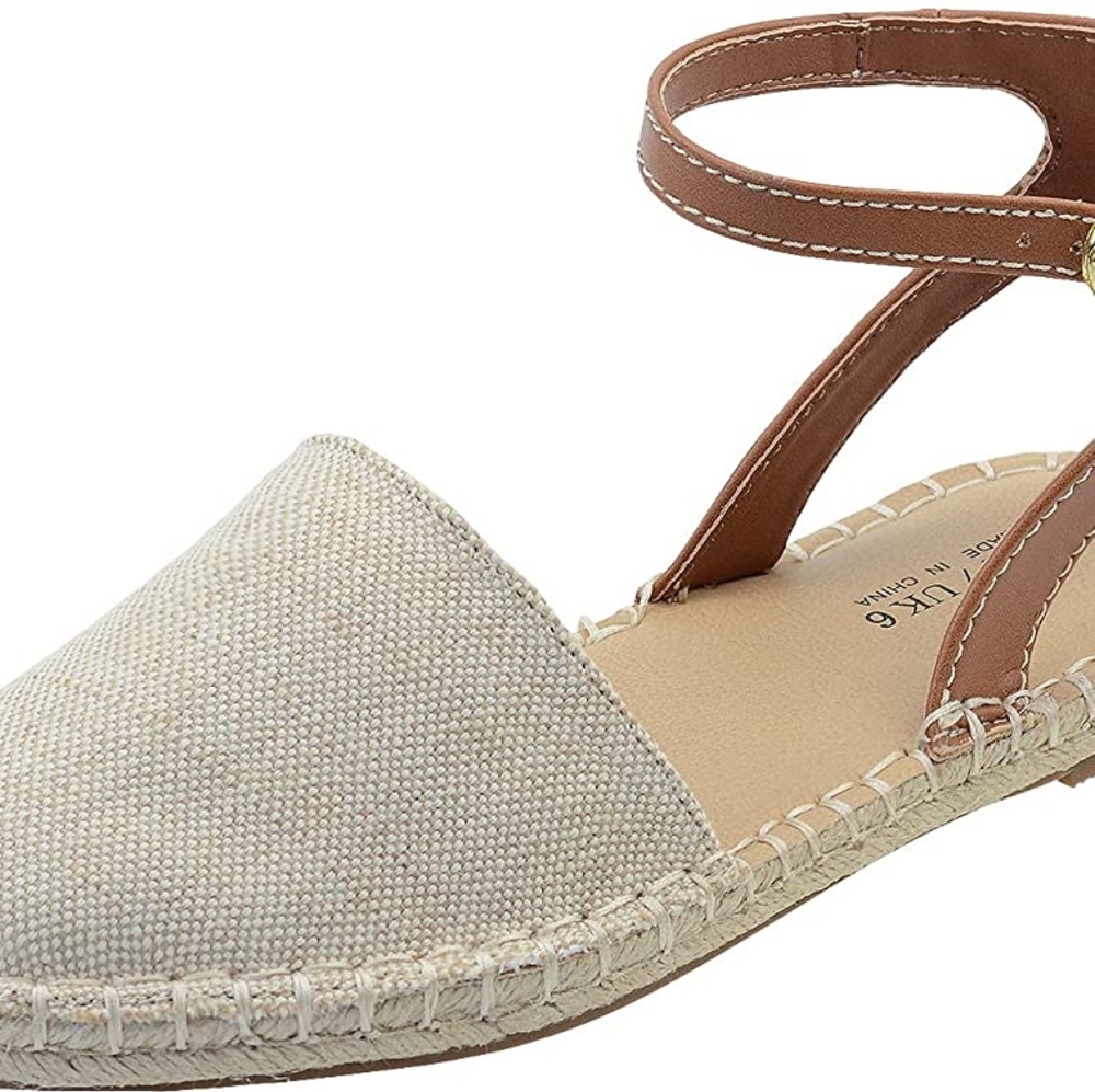 FIBURE Women's Classic Sandals Espadrille Flat with Ankle Adjustable Buckle Clos